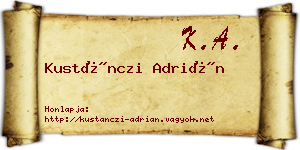 Kustánczi Adrián névjegykártya